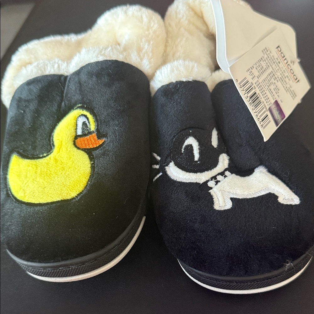 Kids Black and Yellow Animal Slippers